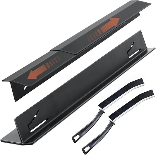 2025 Upgrade 2*Extendable Stove Gap Covers Stainless Steel +2*Gap Brushes,T Stove Counter Gap Cover,Oven Guards For Sides,Oven Gap Filler, Heat Resistant Stove Cover Guards Length 13.8" to 27.5",0.79"