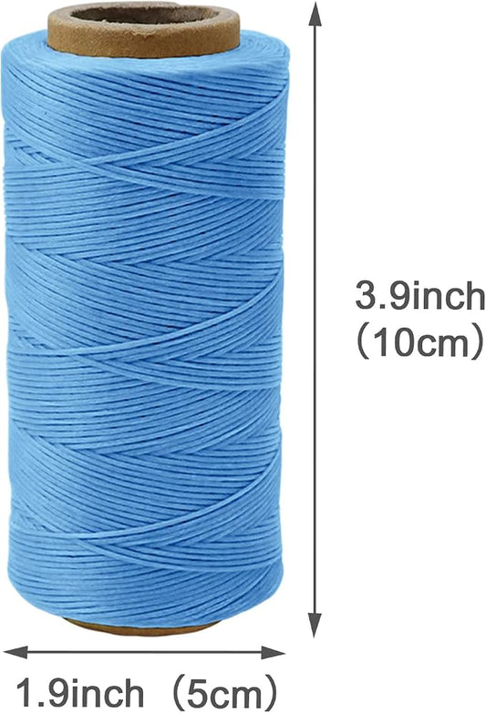 JeogYong 1mm Waxed Thread, 284 Yards 150D Flat Leather Sewing Thread, Hand Sewing Waxed Cord for Leather Craft, Bookbinding, Shoes Repairing (Dark Blue)