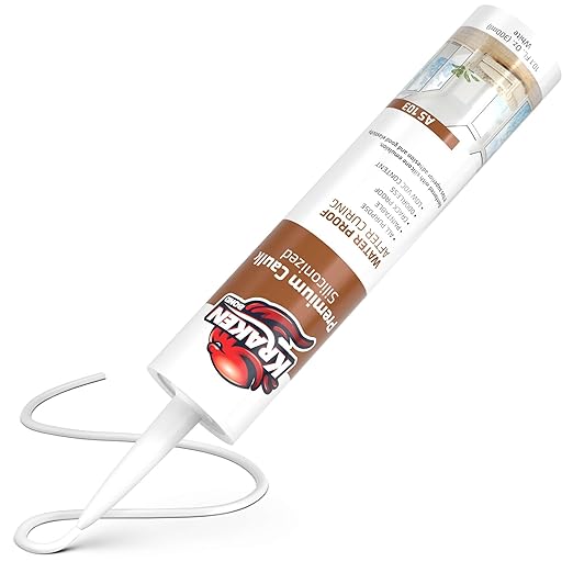 Kraken Bond Premium All Purpose Acrylic Latex Caulk - (1x10.1 fl. oz.) White Paintable Interior and Exterior Window Caulk, Baseboard, Trim, Kitchen and Bathroom - Waterproof, Odorless - 1 Pack
