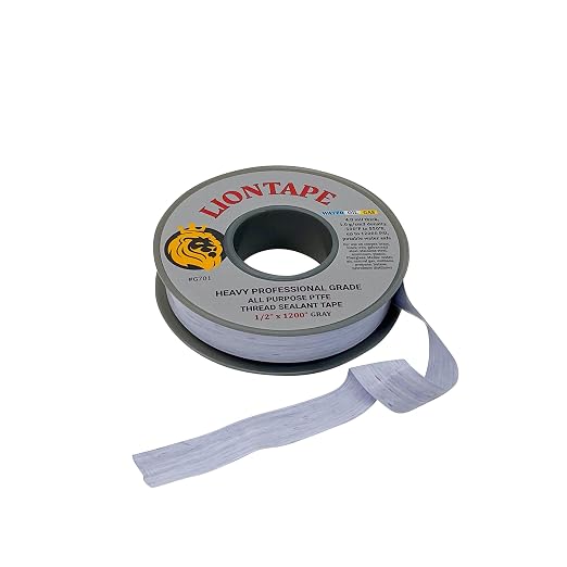 PROCURU Liontape G701 2-Pack 1/2" x 1200" (100-Ft) Heavy Duty Professional Teflon Tape, for Water/Oil/Gas, 4-Mil, High Density, Up to 12000 psi, Grey