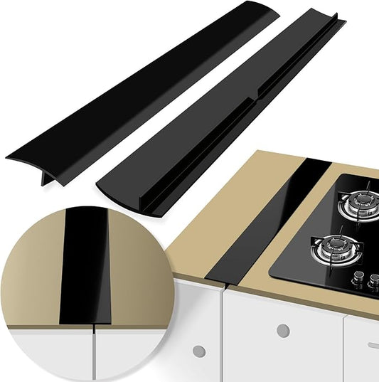 Gap Filler for Stove and Counter - Kitchen Stove Counter Silicone Gap Cover 21 Inches Stove Gap Filler Heat Resistant Cover Easy Clean Black