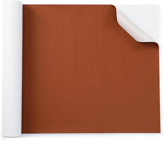 16" x 79" Leather Repair Patch Tape, Self-Adhesive Faux Leather Roll for Furniture, Waterproof Vinyl Upholstery Repair for Car Seats, Couches, Chairs and Jackets (5 Colors Availabl (Light Brown)