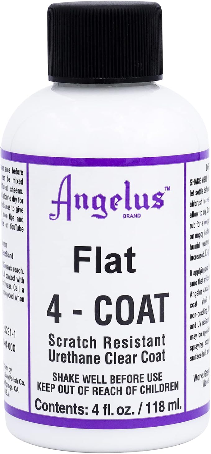 Angelus Flat 4-Coat Scratch-Resistant Leather Sealer – Durable, Flexible, Clear Coat Protection for Leather Shoes, Bags, Jackets & More - Flat Finish - 4 fl oz
