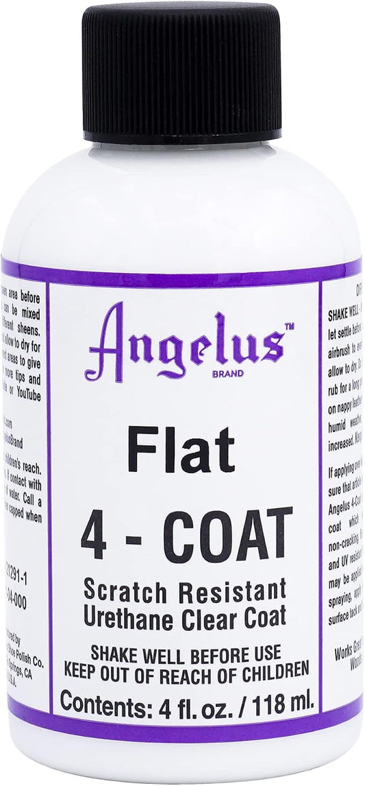Angelus Flat 4-Coat Scratch-Resistant Leather Sealer – Durable, Flexible, Clear Coat Protection for Leather Shoes, Bags, Jackets & More - Flat Finish - 4 fl oz