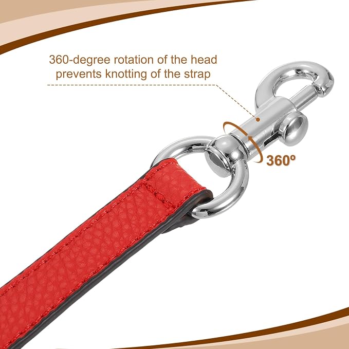 uxcell 14.17 Inch PU Leather Short Bag Strap with Clasp, Purse Handles Handbags Replacement Straps for Clutch Bag Underarm Bags, Red, Silver Buckle