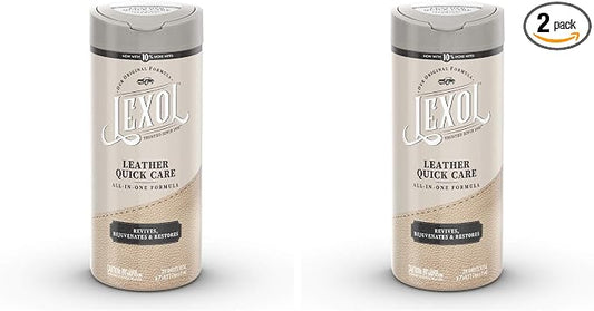Lexol All Leather Quick Care All-in-One Formula, Best Leather Cleaner and Conditioner, for Use on Leather Apparel, Furniture, Auto Interiors, Shoes, Bags, 28-Count Sheet Wipes,E301500100, white