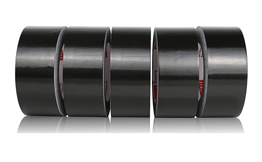 JIALAI HOME Black Heavy Duty Duct Tape, 2 inches x 30 Yards - 5 Pack, 8.27 mil Thickness, Strong, Flexible, No Residue, All-Weather and Tear by Hand - Bulk Value for Repairs