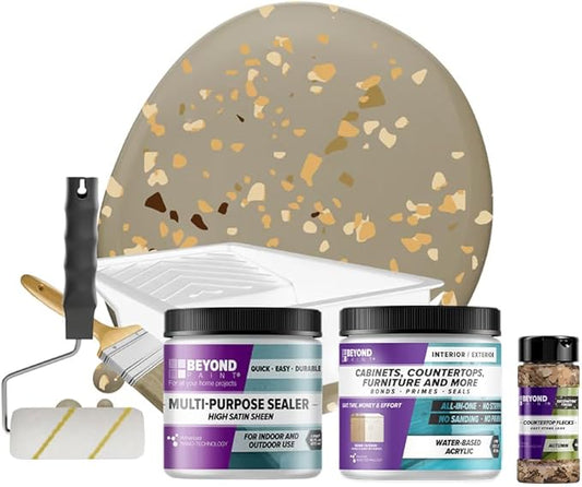 Beyond Paint Countertop Makeover Kit with Paint, Sealer, Flecks and Tools for Countertops, Pebble
