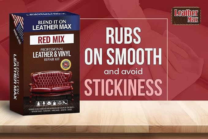 Leather Max Quick Blend Refinish and Repair Kit, Restore Couches, Recolor Furniture & Repair Car Seats, Jackets, Sofa, Boots / 3 Color Shades to Blend with/Leather Vinyl Bonded and More (Red Mix)