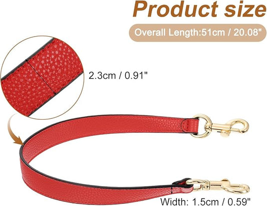 uxcell 19.29 Inch PU Leather Short Bag Strap with Clasp, Purse Handles Handbags Replacement Straps for Clutch Bag Underarm Bags, Red, Gold Buckle