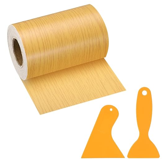 PATIKIL Wood Grain Repair Tape, 3" x 33' Self Adhesive Realistic Wood Tape with Scraper Durable Repair Patch for Furniture Floor Window Door Table DIY Home Decor, Beautiful Oak