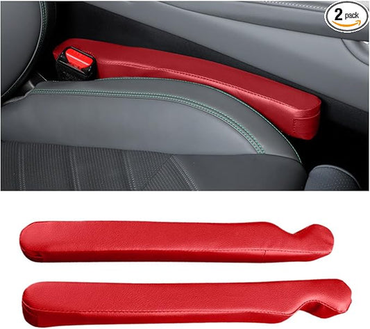 Mandark Car Seat Gap Filler, 2PCS Leather Vehicle Gap Stopper to Fill Between Seat and Console, Automotive Crevice Plug Blocker Accessories from Dropping, Universal for SUV, Sedan, Truck (Red)