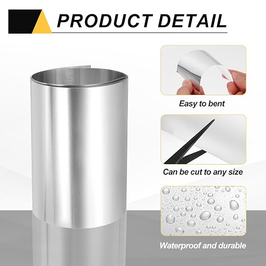 uxcell Aluminum Flashing Roll, 6in x 3.3ft Metal Roof Panels 0.5mm Waterproof Aluminum Sheet Roll for House Repair, Roof Flashing, Sealing Windows Doors, DIY Projects
