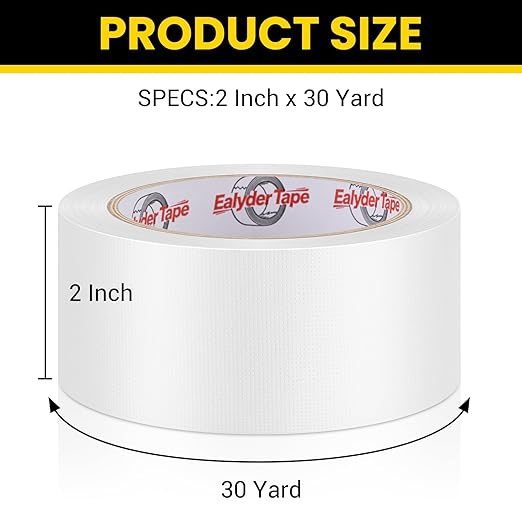 Professional Heavy-Duty Duct Tape 2 Inches x 30 Yards, 3 Pack Waterproof Cloth Gaffer Tape for Indoor/Outdoor Use, Repairs, Bundling, Sealing & DIY, White