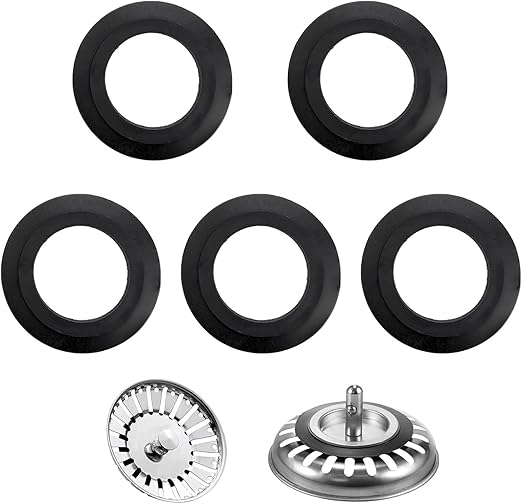 5PCS Kitchen Sink Plug Rubber Seal Washers Gasket Pop Up Basin Sink Waste Fitting for Basket Strainer 78 79 80 82 83mm Kitchen Drain Sealing Universal Replacement Accessories