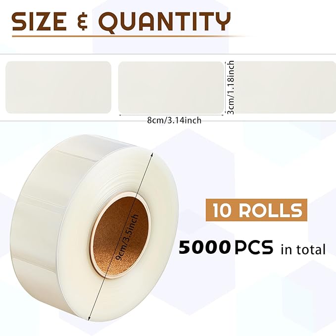 Zonon 750 Pcs Label Protector Back to School Clear Labels Stickers Wafer Seals Waterproof Labels Library Supplies for Protecting Barcodes, Numbers and Stickers (3.15x1.18 Inch,Rectangle)