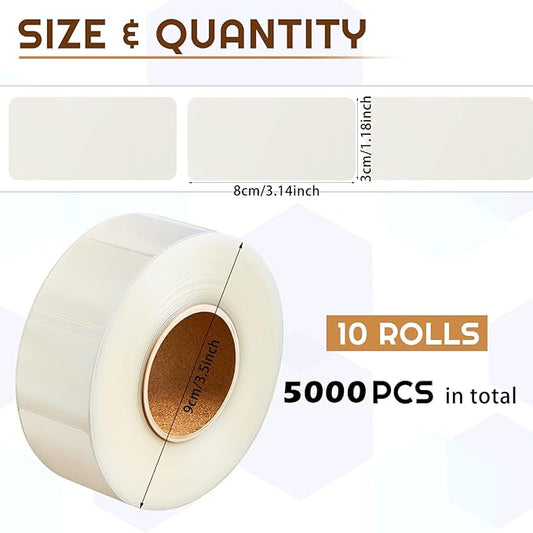 Zonon 5000 Pcs Label Protector Back to School Clear Labels Stickers Wafer Seals Waterproof Labels Library Supplies for Protecting Barcodes, Numbers and Stickers (3.15 x 1.18 Inch,Rectangle)