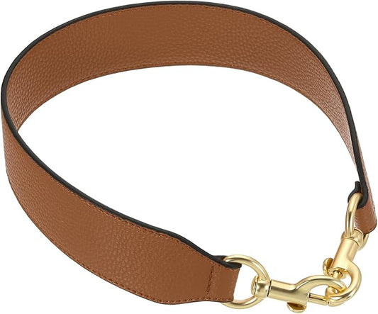 uxcell 22.83 Inch PU Leather Short Bag Strap with Clasp, Purse Handles Handbags Replacement Straps for Clutch Bag Crossbody Underarm Bags, Brown, Light Gold Buckle