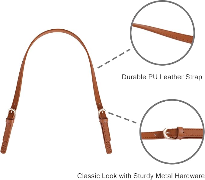 XIMEO 2 Pack Replacement Purse Straps – Adjustable PU Leather Handles with Buckle for DIY Bag Making, Tote & Handbag Repair