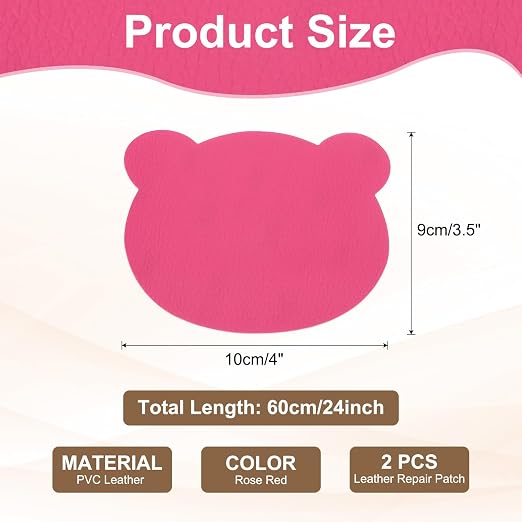 PATIKIL Leather Repair Patch, 2 Pcs 4 x 3.5 Inch Self-Adhesive Vinyl Patch Furniture Tape Repair Kit for Sofas Couches Stools Chairs Cabinets Bags, Rose Red