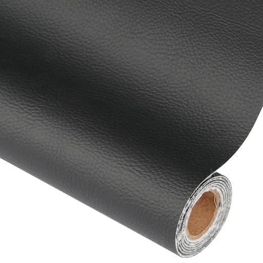 Leather Repair Patch Black 17.3 x 117 Inch Self Adhesive Leather Repair Kit for Couch Car Seat Furniture Sofa Chair, Faux Leather Fabric Roll Leather Furniture Repair Kit