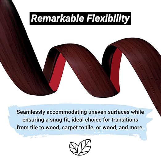 Maxiroc Floor Transition Strip Self Adhesive Carpet Wood Tile Vinyl Flooring Laminate Transition Cover Edge Trim Gap Doorway Threshold for Uneven Floors Heights Within 5 mm (120 inches, Red Wine)