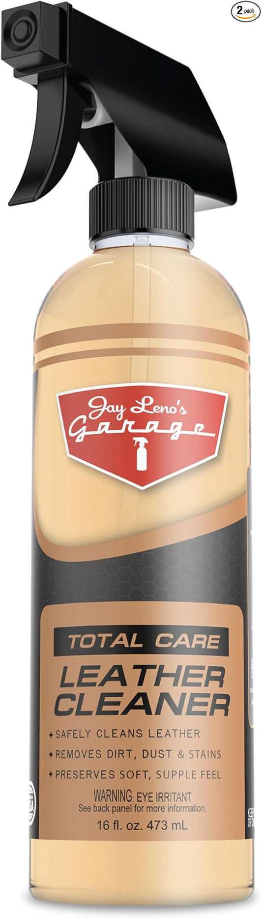 Jay Leno's Garage Leather Cleaner – Deep-Cleaning Leather Seat Cleaner for Car Interior, pH-Balanced Car Refresher That Gently Cleans, Lifts Grime, Refurbish and Restores All Leather Surfaces (16 oz)