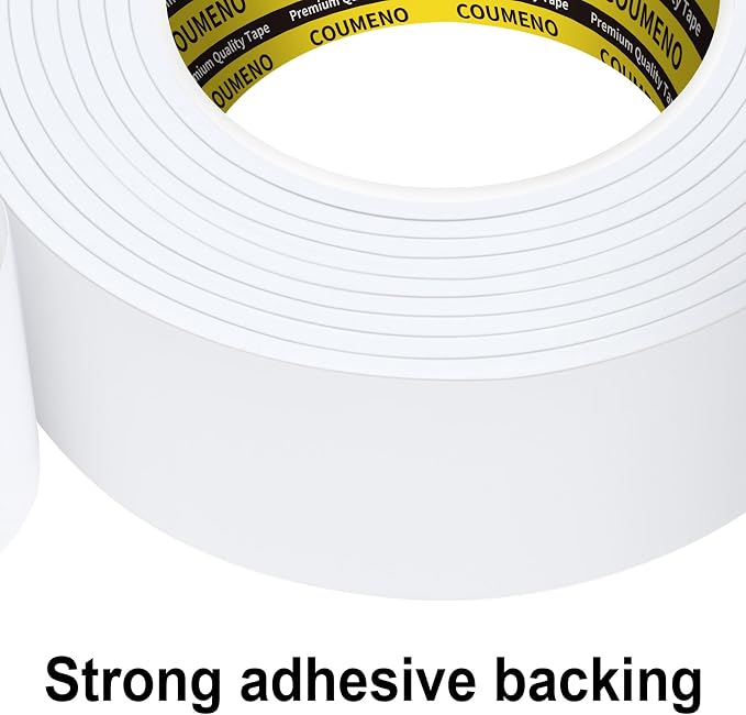 Single-Sided Adhesive EVA Foam Tape 2inX10FT,White Foam Weather Stripping,Door Seal & Window Insulation Tape,Waterproof Sound Proof Seal Strip for Doors,Windows,Garage Door & Gap Sealing