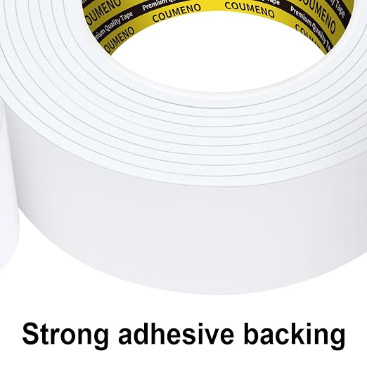 Single-Sided Adhesive EVA Foam Tape 2 Pack 1.2in x 16.4FT,White Foam Weather Stripping,Door Seal & Window Insulation Tape,Waterproof Sound Proof Seal Strip for Doors,Garage Door/Gap Sealing