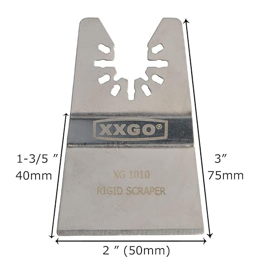XXGO 10 Pcs Universal 2 Inch Stainless Steel Oscillating Multi Tool Rigid Scraper Blades for Paint, Grout Removal XG1010