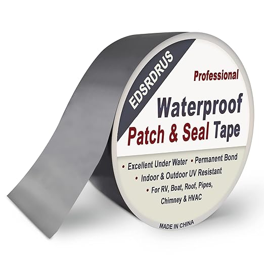 EDSRDRUS RV Roof Tape Grey 2 inch x 20 ft RV Sealant Tape, Waterproof & UV Resistant Permanent RV Repair Tape for Repairing Roofs, Pipes, Gutter, Deck Fittings