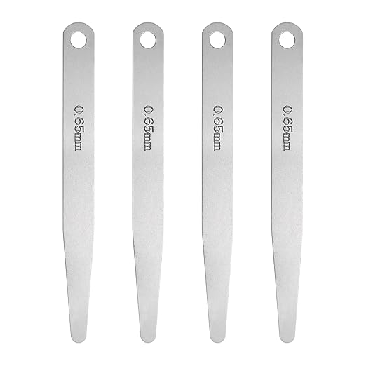 HARFINGTON 4pcs Metric Thickness Feeler Gauge 0.65mm Single Blade Oval Feeler Gauge 304 Stainless Steel Gap Measuring Tool for Repair Valve Guitar Spark Plug