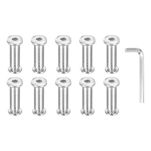PATIKIL M8x8mm Hex Chicago Screws 10x30mm, 10Pcs 304 Stainless Steel Metric Hex Drive Socket Cap Binding Post Screw Posts for Scrapbook Leather Belt Album Furniture Repair, Silver