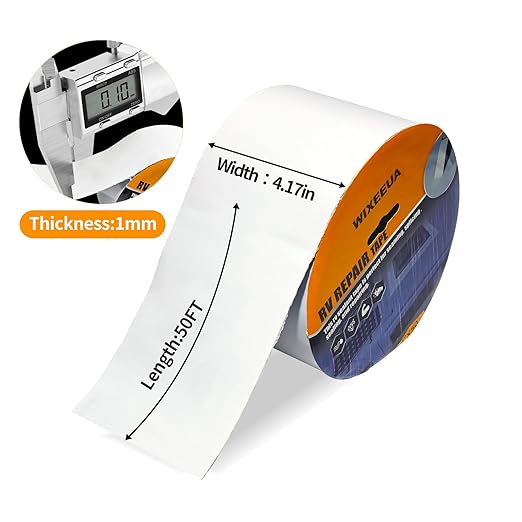 Rv Roof Tape 4" x50',EPDM Rubber Roofing Membrane, Waterproof Weatherproof Sealant Tape for RV Trailer Camper Motorhome Roof Repair, White, Fast Sealing and Stay Sealed for Years