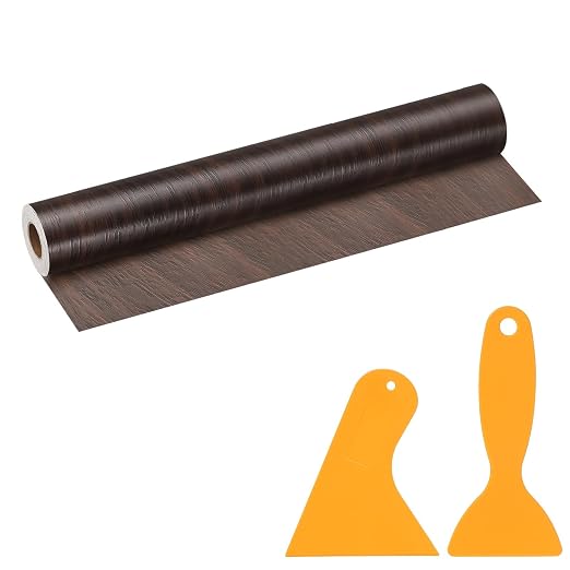 PATIKIL Wood Grain Repair Tape, 16" x 33' Self Adhesive Realistic Wood Tape with Scraper Durable Repair Patch for Furniture Floor Window Door Table DIY Home Decor, Black Walnut