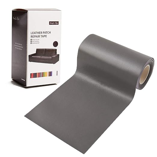 Leather Repair Patch Kit Night Gray 4 x 60 inch Leather Repair Tape Self Adhesive Patch for Furniture, Couch, Sofa, Car Seats Computer Chair First Aid Vinyl Repair Kit