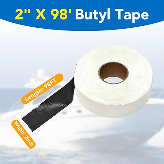 Double Sided Butyl Tape 2 Inch x 98FT, RV Butyl Sealant Tape for Window, Roofing, Car Doors, Boat, Pipe, DIY Projects, Permanent Bond, Waterproof Weatherproof, 1 Pack