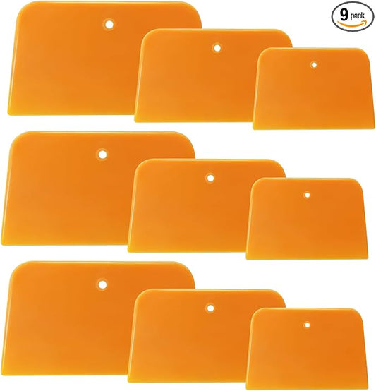3 Set Body Filler Spreaders, Auto Plastic Putties Spreader Tool Includes Large, Medium and Small, Reusable Auto Film Application Tool for Body Fillers, Putties, Glazes, Caulks and Paint (9PCS)