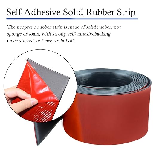 Neoprene Rubber Strips Self Adhesive Solid Rubber Sheets, Rolls & Strips for DIY Gaskets Crafts Pads Seals Warehouse Flooring Neoprene Sheet with Adhesive Backing (3" Wide x 1/8" Thick x 20' Long)