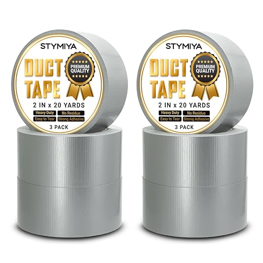 Silver Duct Tape Bulk Pack Heavy Duty: Wide Waterproof Outdoor Duck Furniture Repair Tape - Strong Adhesive Weather UV Resistant No-Residue Masking Tapes Patterns Variety Pack (6, Silver)
