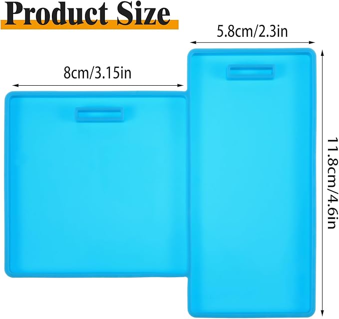 Mabor Silicone Badge Reel Molds for Resin, Badge Buddy Mold Kit for Epoxy Resin DIY Craft Personalized ID Office Work Cards Making, Square & Rectangular(2)