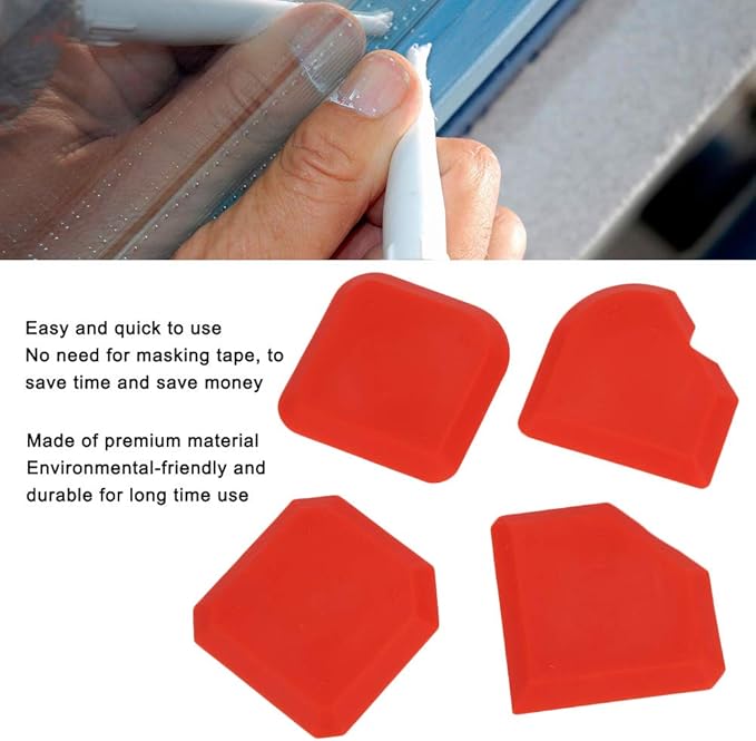 Caulking Tool, Silicone Scraper Grout Caulking Tool, Glass Scraper Smoother Caulk Remover Tool for Kitchen Bathroom Floor Sealant Sealing