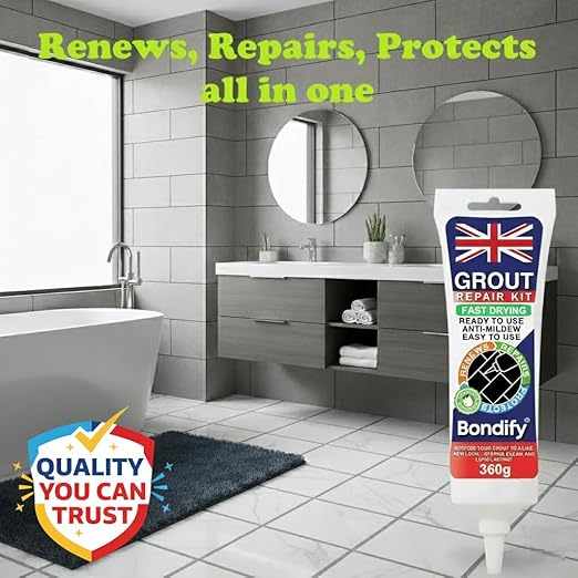Waterproof Gray Grout Reviver Ready Mixed, 13.4 oz / 380g Fast Drying, Extra Volume Waterproof Grout Repair Kit Gray Tile Grout for Patio, Shower, Bathroom, Window, Quick Drying Gap Filler