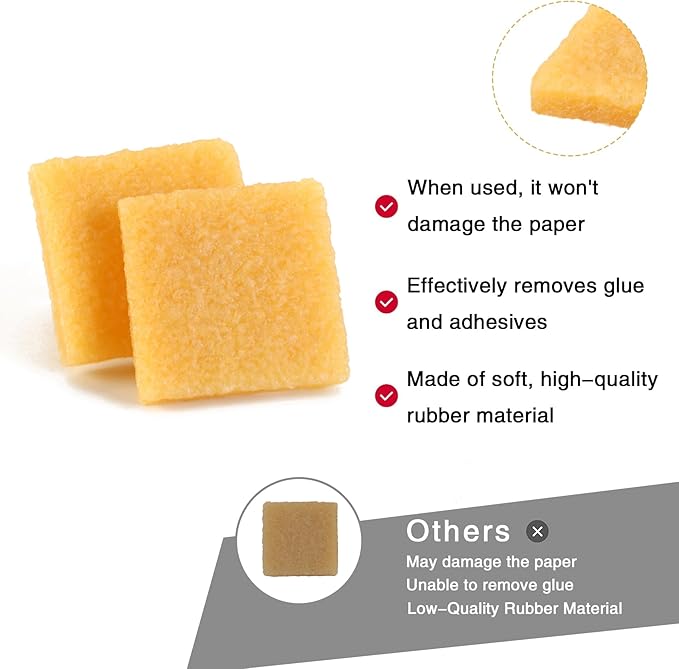 WHTCHSU 6 Pcs Glue and Residue Eraser Rubber Cement Cleaner for Removing Adhesive and Residues from Paper Plastic and More