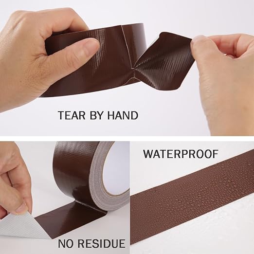 Heavy Duty Duct Tape 2 Inch X 33 Yards, Multi Purpose Dark Brown Duct Tape, No Residue, Waterproof and Tear by Hand - for Repairs, Industrial, Professional Use