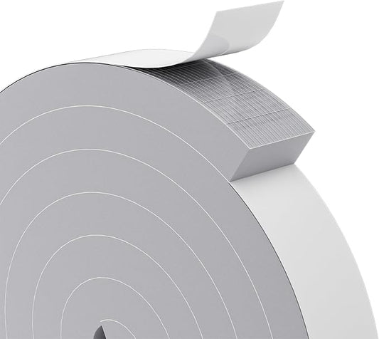 1" x 2" EVA Foam Weather Stripping Tape, 13FT Self-Adhesive Foam Seal Strip for Large Door & Window Gaps, Grey