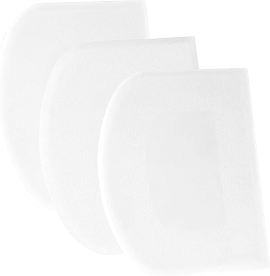 SURDOCA Dough Scraper Bench Scraper - 3P 11.8x7.3" Plastic Flexible Bowl Scraper, Sharp Edge & Angles Cake Scraper. Non-Slip Bakeware Decorating Tools Sculpting & Modeling Tools - Pure White