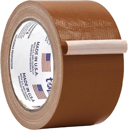 WOD DTC10 Advanced Strength Industrial Grade Brown Duct Tape, 2.5 inch x 60 ft. Waterproof, UV Resistant For Crafts & Home Improvement