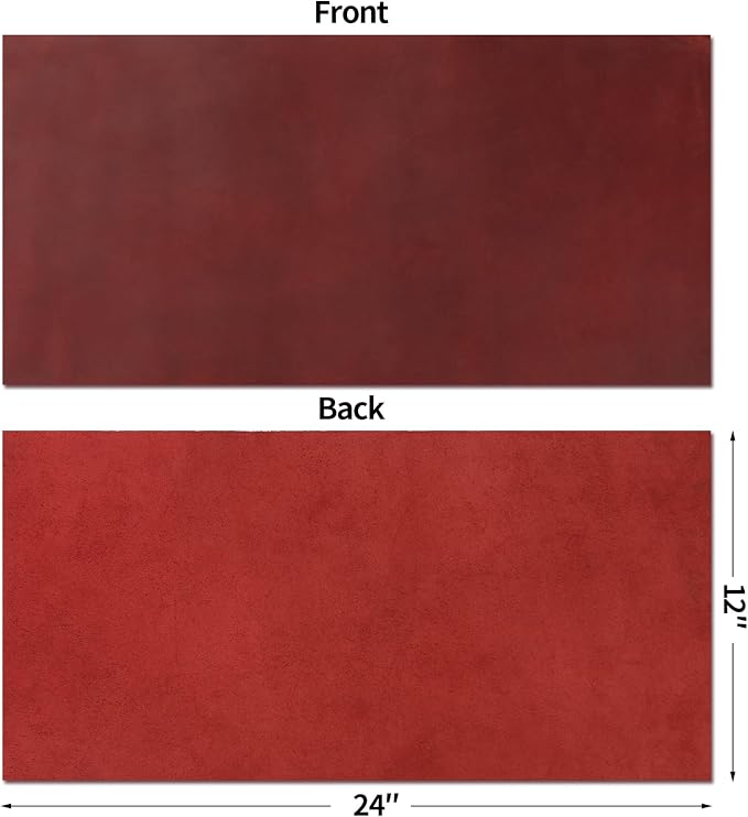 RingSun 12''X24'' Red Leather Sheets for Crafts (2mm), Full Grain Leather Tooling Leather
