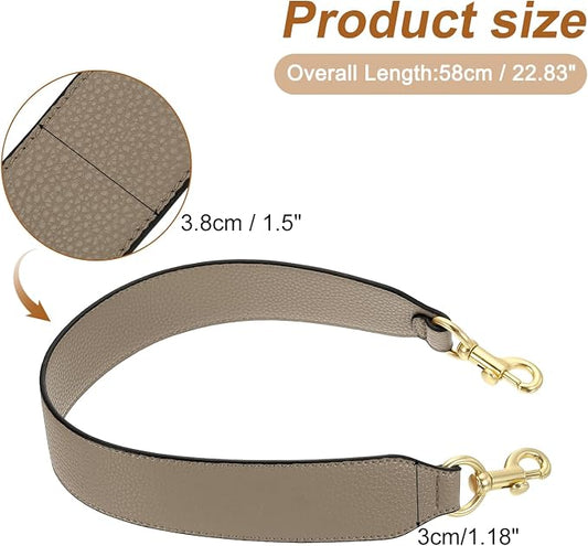 uxcell 22.83 Inch PU Leather Short Bag Strap with Clasp, Purse Handles Handbags Replacement Straps for Clutch Bag Crossbody Underarm Bags, Dark Khaki, Light Gold Buckle